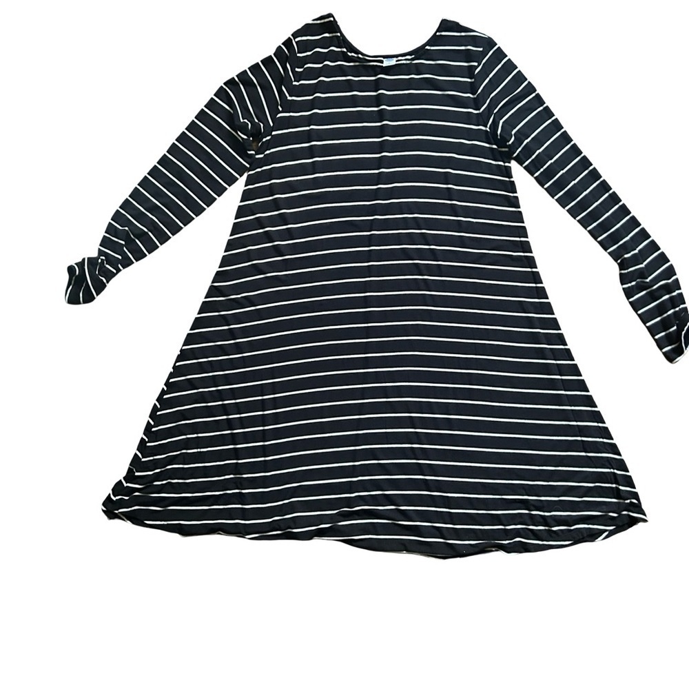 Old Navy Black and White Striped Jersey Knit Swing Dress L - Picture 3 of 6